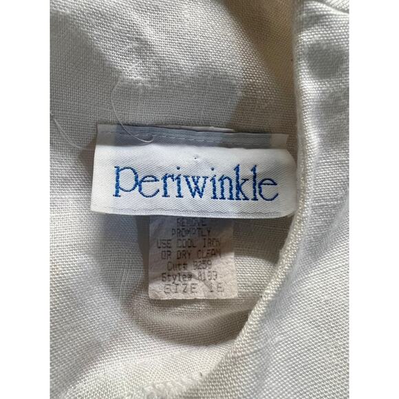 Vintage Periwinkle Nautical Navy Dress-Sz 16-Belted-USA Made-80s Midi-Patriotic - Picture 8 of 10